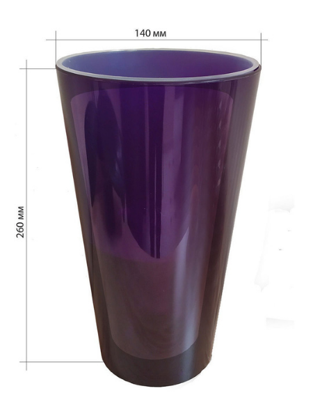 Кашпо для орхидей со вставкой ЛАВАНДА 26 см, диаметр 14 см, высота вставки 13 см фиолетовый