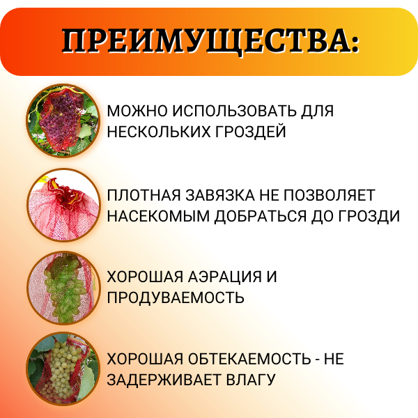 Мешочки сетчатые от ос для винограда 30 х 50 см, 50 шт Благодатное Земледелие (Товары, которые скоро пропадут из магазина)