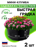 Текстильная клумба садовая Быстрая грядка 85 л 60 х 30 см черная 2 шт Благодатное земледелие