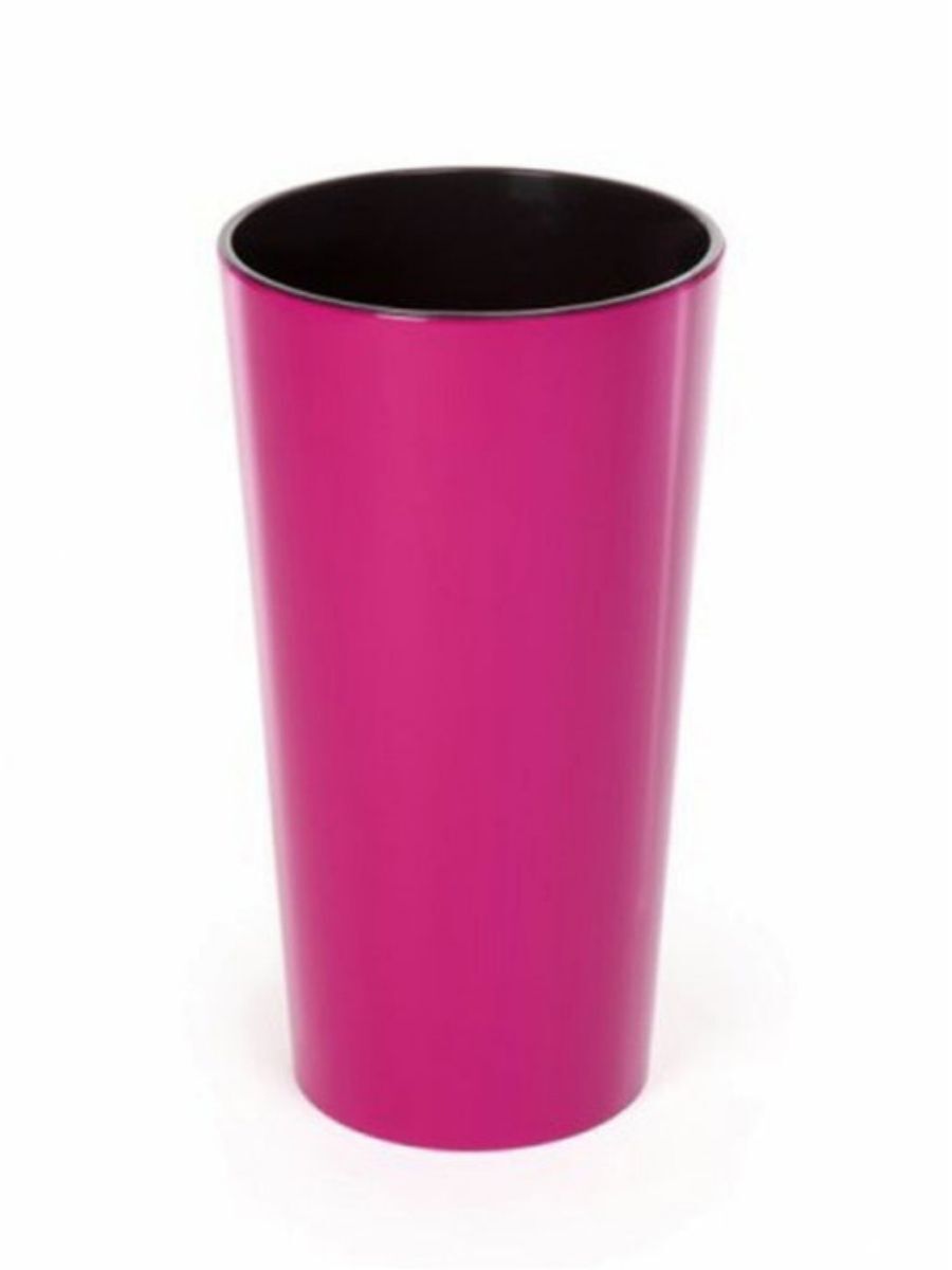 Кашпо для цветов со вставкой КАМЕЛИЯ 26 см, диаметр 14 см, высота вставки 13 см фуксия