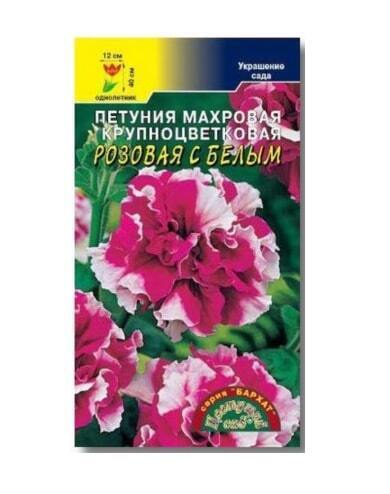 Семена Петуния махровая крупноцветковая Розовая с белым Бархат Цветущий сад Уценка (остаточный срок годности менее месяца)