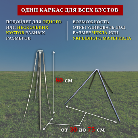 Каркас Остов для зимнего укрытия растений 80 см, 3 шт Благодатное земледелие