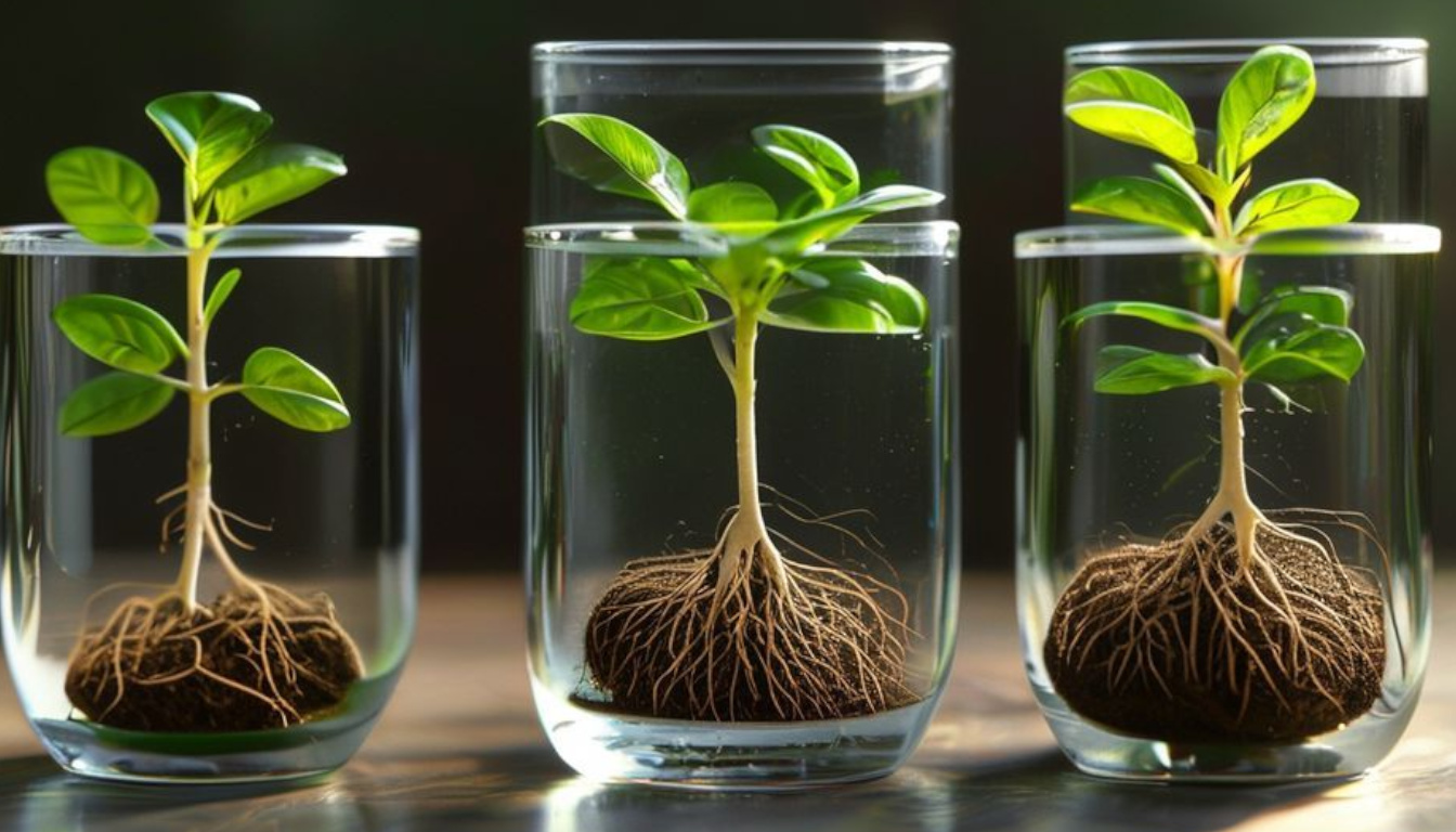 Этапы развития корневой системы в ограниченном пространстве за 4 недели.