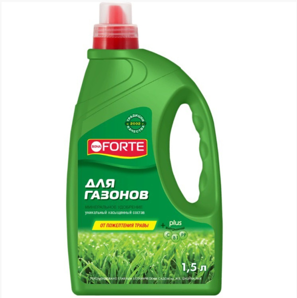 Bona Forte Жидкое минеральное удобрение Для газонов, канистра 1,5 л
