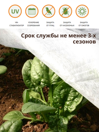 Укрывной материал Грядка в порядке с УФ стабилизатором белый 17 г/м2, 1,6 х 10 м Благодатное Земледелие