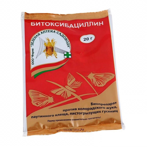 Битоксибациллин биопрепарат для защиты садовых растений от насекомых вредителей 20 г