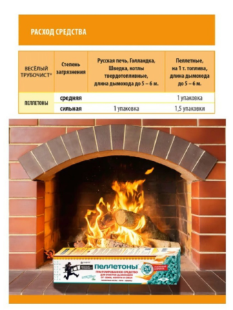 Пеллетоны Гранулированное средство для чистки пеллетных котлов, печей и каминов,1 кг