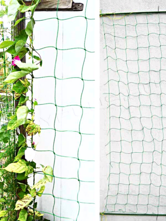 Сетка садовая шпалерная для вьющихся растений размером 2х3 м с ячейками 17х17 см
