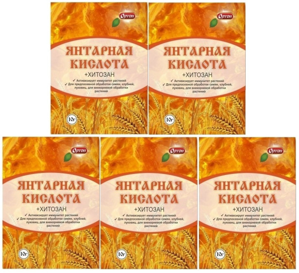 Янтарная кислота + Хитозан, 5 шт по 10 г Янтарная кислота + Хитозан, 5 шт по 10 г