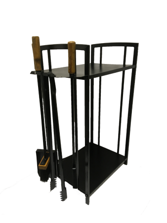 Дровница металлическая Голландка с каминным набором Черная МС-Про