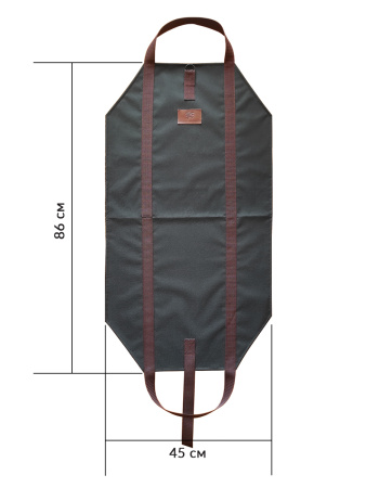 Сумка для переноски дров с ручками из стропы и застежкой усиленная черно-коричневая 45 cм x 86 cм