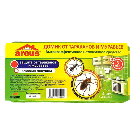 Argus клеевая ловушка от тараканов Домик, 1 уп по 4 шт