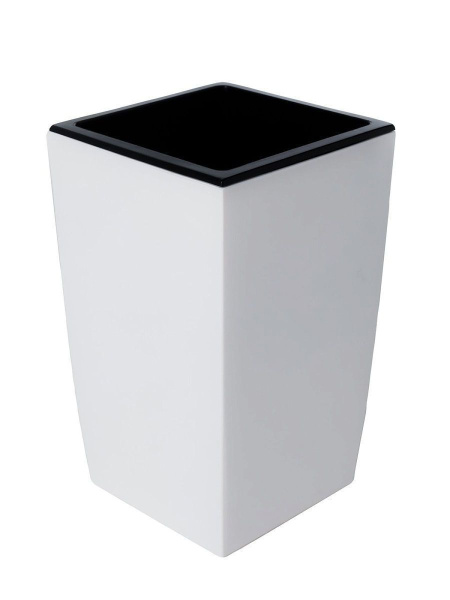 Кашпо для цветов со вставкой ЖАСМИН 16х16х26 см высота вставки 15 см белый