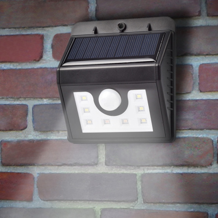 Светильник светодиодный настенный на солнечной батарее с датчиком движения и освещенности 8 LED LAMPER
