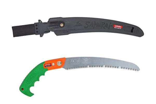 Пила самоочищающаяся с изогнутым полотном в чехле с поясным креплением 240 мм/4 мм GKC-240-LH Samurai