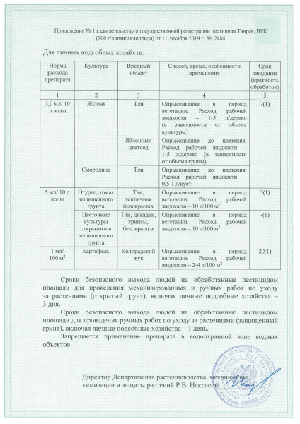 Танрек от колорадского жука 1 мл