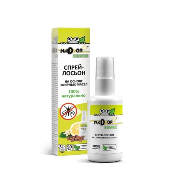Спрей-лосьон на основе эфирных масел гвоздика, лимон, цитронелла Nadzor Botanic 50 мл Спрей-лосьон на основе эфирных масел гвоздика, лимон, цитронелла Nadzor Botanic 50 мл