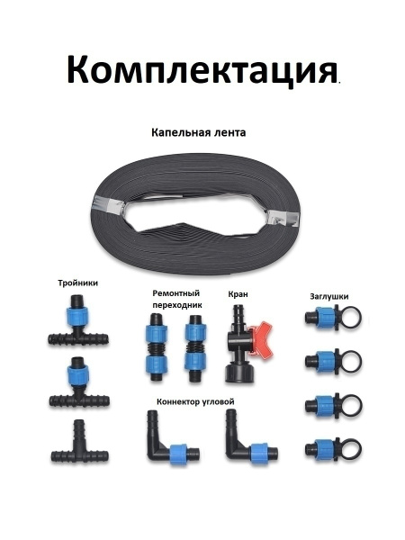 Набор капельного полива с капельной лентой 25 м Green Helper GN-001N