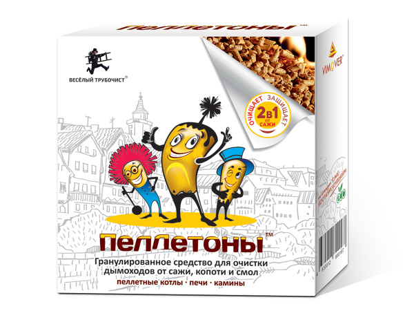 Пеллетоны Гранулированное средство для чистки твердотопливных котлов, печей и каминов, 400 гр