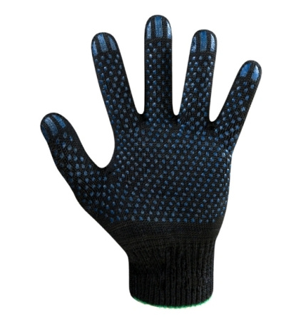 Перчатки трикотажные черные ПВХ Точка 40-42 гр 10 класс 4-нитка, 20 шт