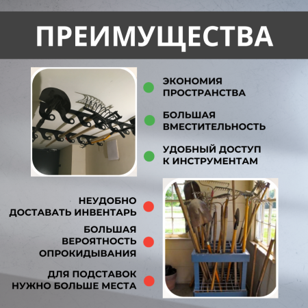 Держатель потолочно-настенный для инструмента садовый Завиток черный МС-Про