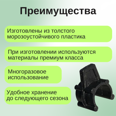 Зажимы для парника и укрывного материала для трубы диаметром 20 черные 30 шт Благодатное земледелие VIP