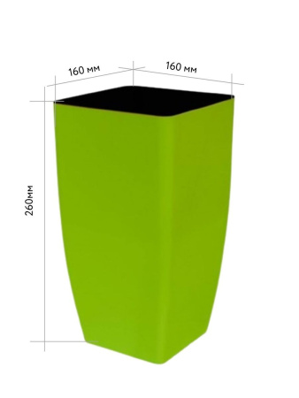 Кашпо для цветов со вставкой ЖАСМИН 16х16х26 см высота вставки 15 см оливковый