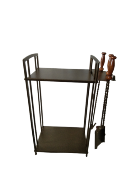 Дровница металлическая Голландка с каминным набором Бронза МС-Про