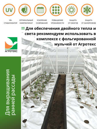 Укрывной материал Грядка в порядке для теплицы с УФ стабилизатором белый фольгированный двойное тепло 90 г/м2, 1,6 х 5 м Благодатное Земледелие