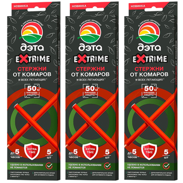 ДЭТА EXTRIME стержни от летающих насекомых 5 шт 3 уп