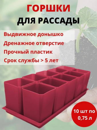 Набор горшков для рассады 10х0,75 л француская роза