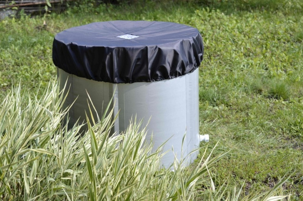 Складная емкость для воды из ПВХ 300 л с верхним каркасом и крышкой Чудо-бочка высота 70 см диаметр 74 см