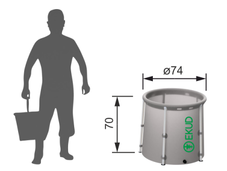 Складная ёмкость для воды из ПВХ EKUD на 300 л с каркасом и крышкой