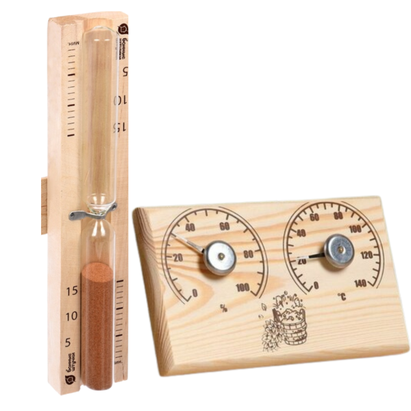 Набор банная станция открытая термометр - гигрометр СБО-2тг и песочные часы для бани и сауны Набор банная станция открытая термометр - гигрометр СБО-2тг и песочные часы для бани и сауны