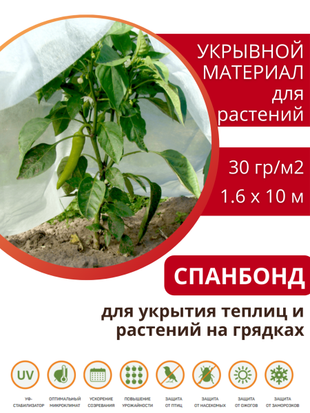 Укрывной материал Грядка в порядке с УФ стабилизатором белый 30 г/м2, 1,6 х 10 м Благодатное Земледелие Укрывной материал Грядка в порядке с УФ стабилизатором белый 30 г/м2, 1,6 х 10 м Благодатное Земледелие