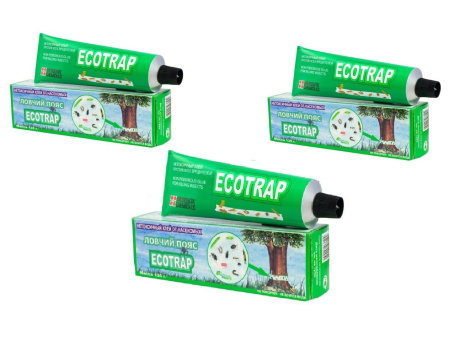 Нетоксичный клей от насекомых для ловчего пояса ловушек Ecotrap 3 шт