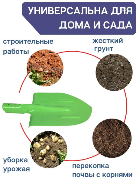 Лопата штыковая ЛКО 19596-87 из рельсовой стали 65 г салатик