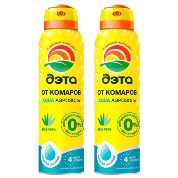 ДЭТА АКВА AQUA аэрозоль от комаров 150 мл 2 шт ДЭТА АКВА AQUA аэрозоль от комаров 150 мл 2 шт