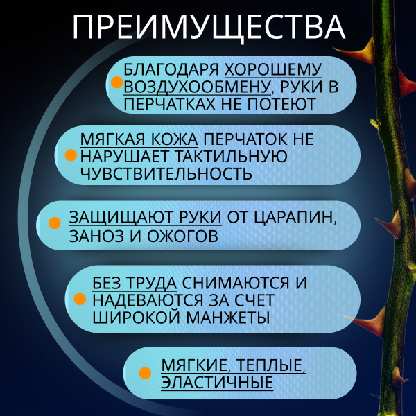 Перчатки для роз спилковые пятипалые