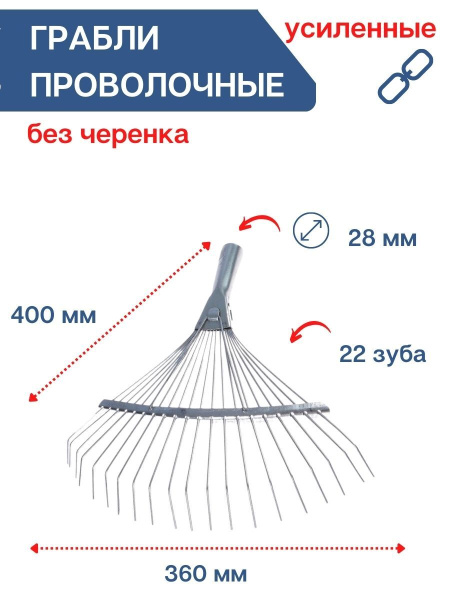 Грабли веерные проволочные металлические без черенка Репка Грабли веерные проволочные металлические без черенка Репка