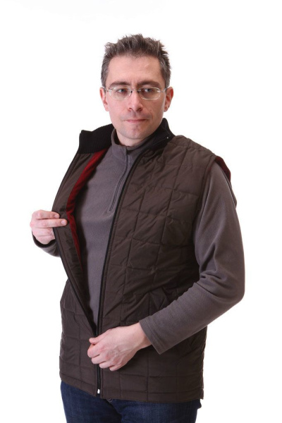 Жилет с оленьей шерстью зеленый, коричневый, синий