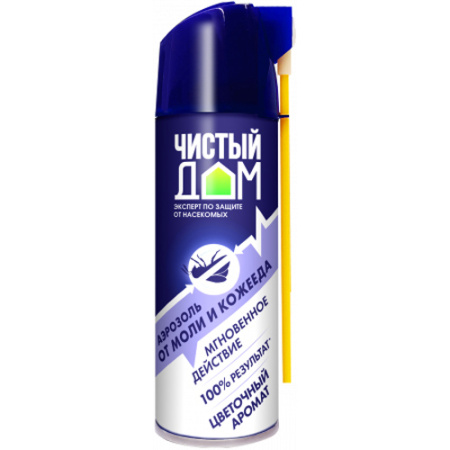 Инсектицидное средство аэрозоль от моли с двойным распылением Чистый дом 150 мл спрей
