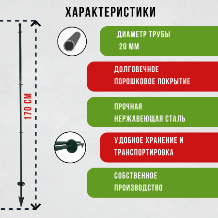 Опора садовая универсальная Палочка-Выручалочка 1,5 м МС-Про