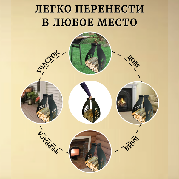 Дровница Поленце с ручкой для переноски дров МС-Про