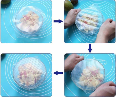 Стрейч крышка из силикона набор из 5 шт HK-3942 Silicon Fresh Bag