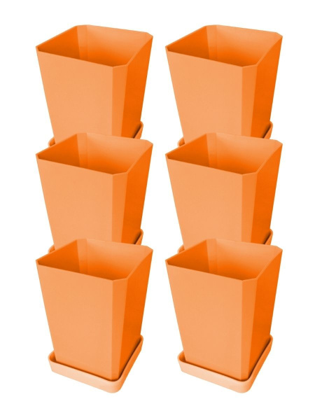 Набор горшков для рассады 6х0,75 л оранжевый
