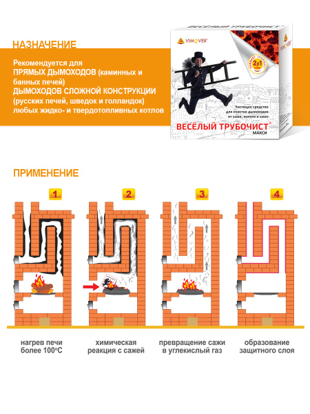 Средство для немеханической очистки от сажи и копоти, 5х20 гр, Весёлый трубочист Макси