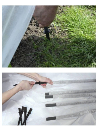 Садовые колышки для дуг парника черные 22 см диаметр 20 мм пластиковые 10 шт Благодатное земледелие