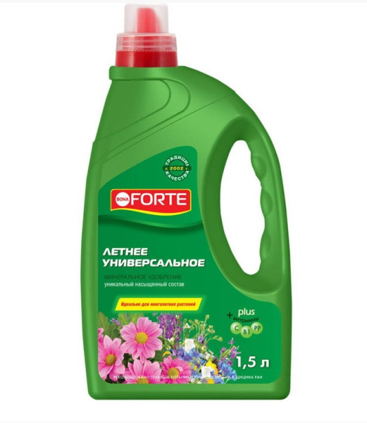 Bona Forte Жидкое минеральное удобрение Универсальное весна-лето, канистра 1,5 л
