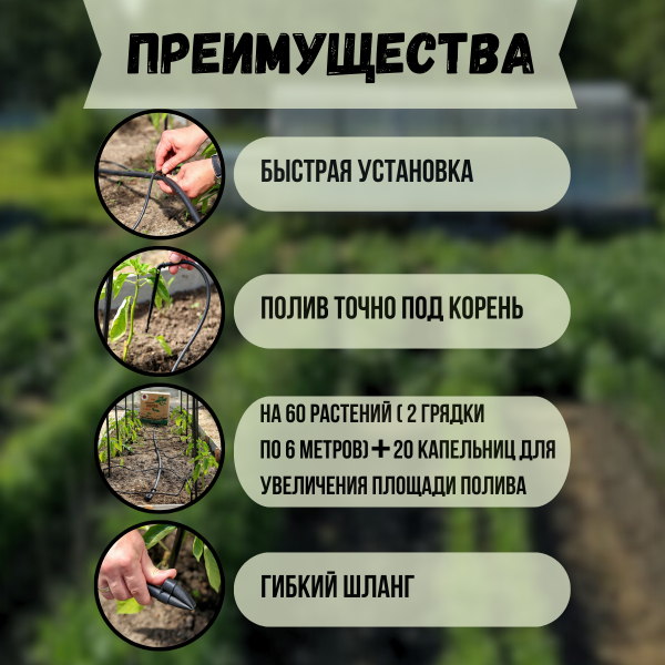 Капельный полив Жук от ёмкости на 60 растений с таймером полива + расширительный комплект